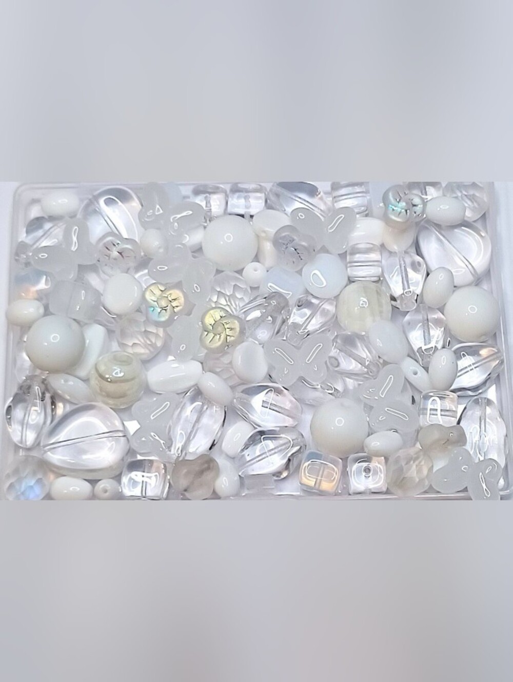 Czech glass loose beads white 100pcs jewelry-making